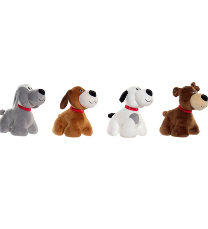 Four Home ESPRIT plush dog toys in white, brown, and gray polyester, measuring 22 x 21 x 26 cm, suitable for children's play.