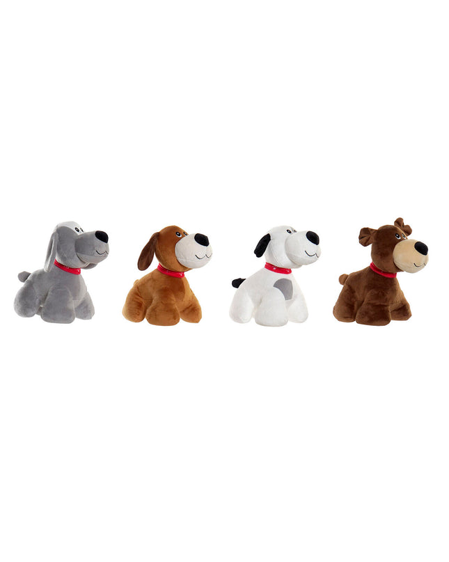 Four Home ESPRIT plush dog toys in white, brown, and gray polyester, measuring 22 x 21 x 26 cm, suitable for children's play.