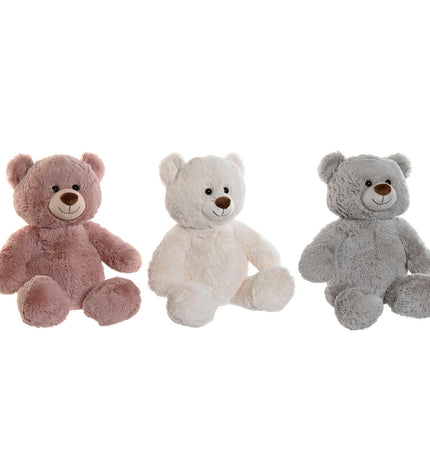 Set of three Home ESPRIT plush toys in white, brown, and gray polyester, soft and cuddly, measuring 34x34x40 cm each.