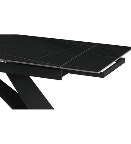 Home ESPRIT black metal and ceramic dining table, 160x90x75 cm, with a sleek modern design and sturdy construction.