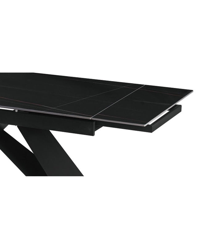 Home ESPRIT black metal and ceramic dining table, 160x90x75 cm, with a sleek modern design and sturdy construction.