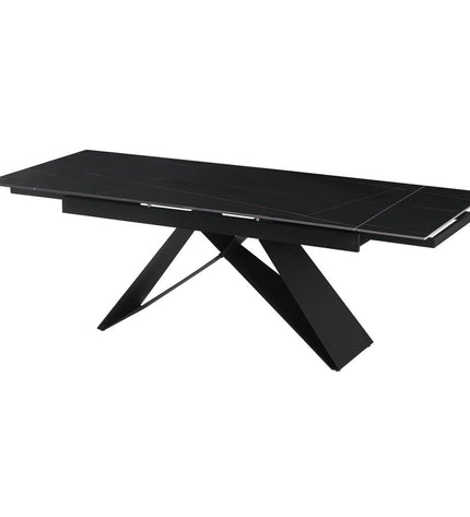 Home ESPRIT black metal and ceramic dining table, 160x90x75 cm, stylish and modern for home and kitchen furniture.