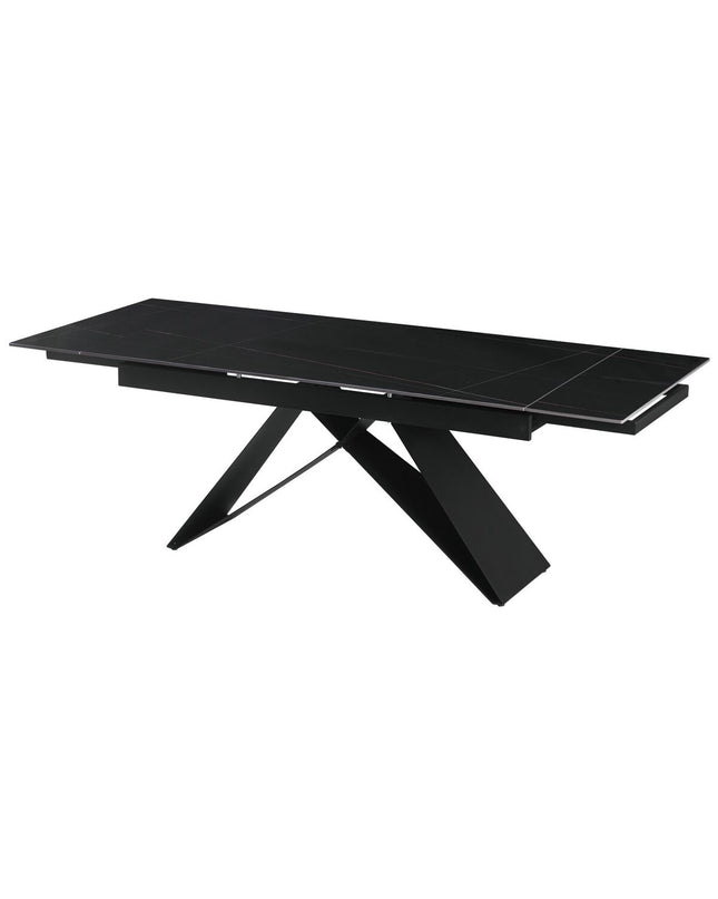 Home ESPRIT black metal and ceramic dining table, 160x90x75 cm, stylish and modern for home and kitchen furniture.
