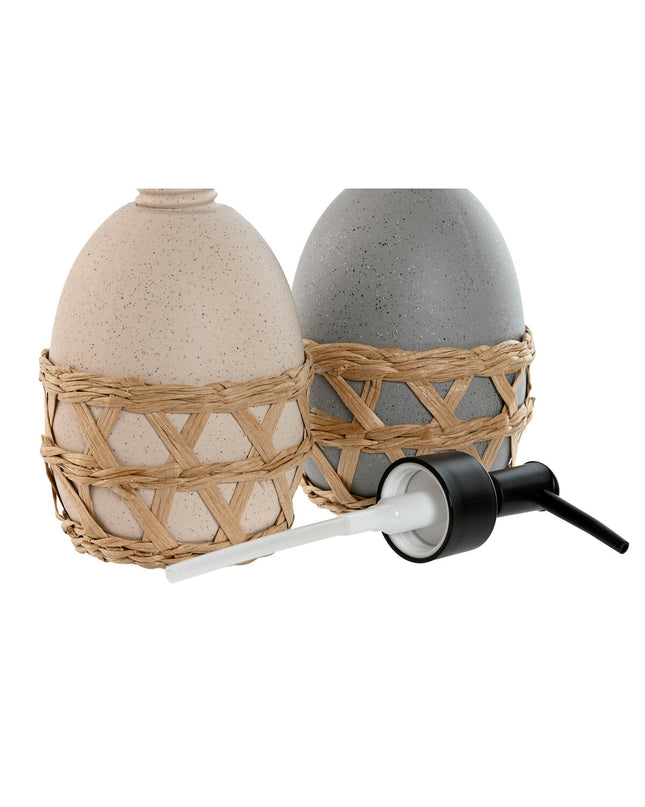 Home ESPRIT grey and cream dolomite soap dispensers for bathroom and kitchen, set of two, with modern design.