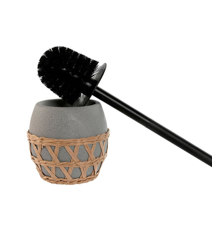 Home ESPRIT black and gray toilet brush set with creme fiber, 11x11x38 cm, for bathroom cleaning, two-piece household accessory.