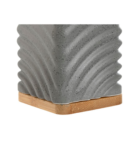 Home ESPRIT bamboo toothbrush holder set in grey and cream with dolomite accents, 7x7x12 cm, suitable for bathroom storage.