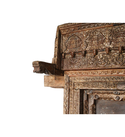 Decorative outdoor garden figure by Home ESPRIT in brown teakwood, measuring 120x46x190 cm, designed as a door ornament.
