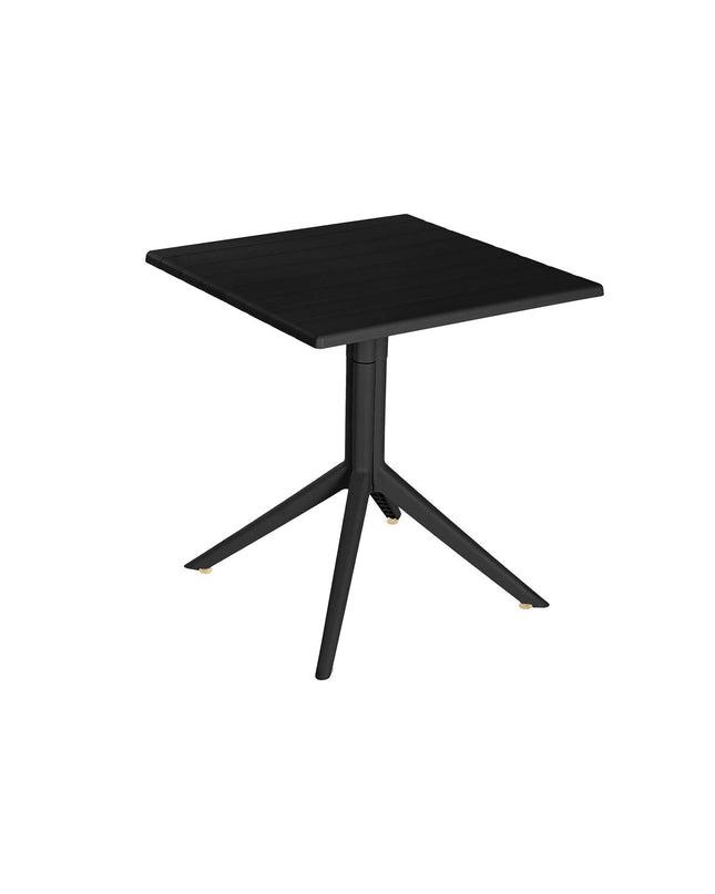 Home ESPRIT black metal and polypropylene dining table with 70x70x75 cm dimensions, modern design for home and kitchen use.