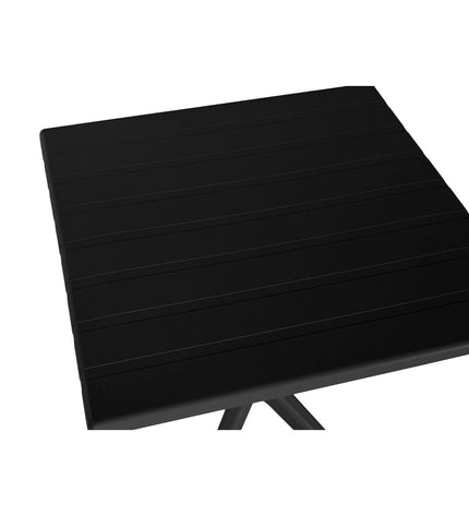Home ESPRIT black dining table with metal frame and polypropylene top, measuring 70x70x75 cm, suitable for home and kitchen use.
