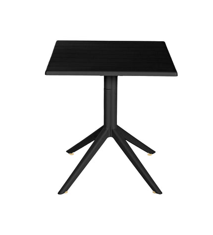 Home ESPRIT black metal and polypropylene dining table with 70x70x75 cm dimensions, shown in a modern kitchen setting.