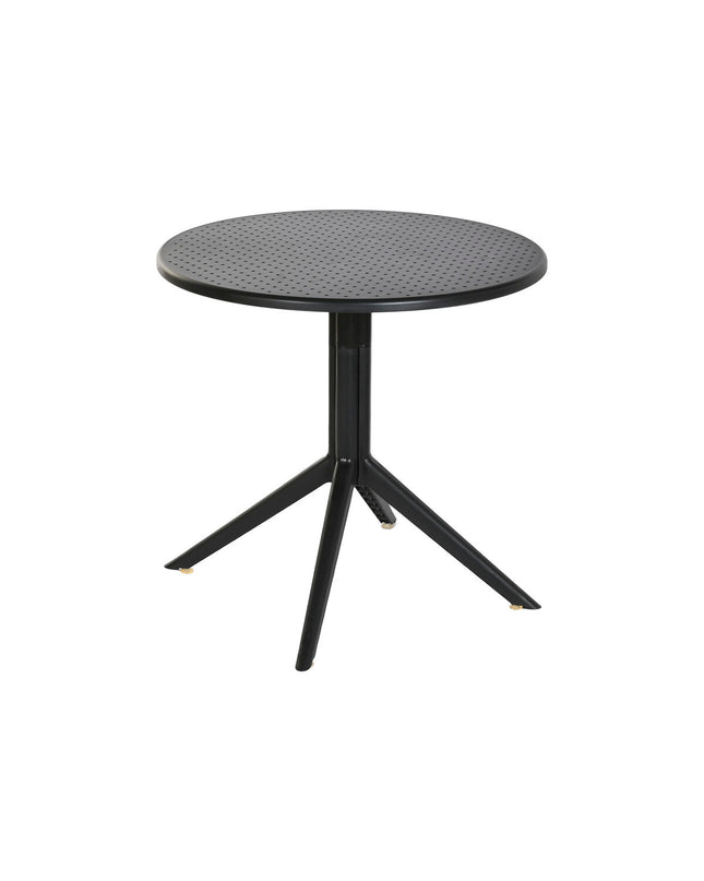 Home ESPRIT black metal and polypropylene dining table with 80x80x75 cm dimensions, modern furniture for home and kitchen.