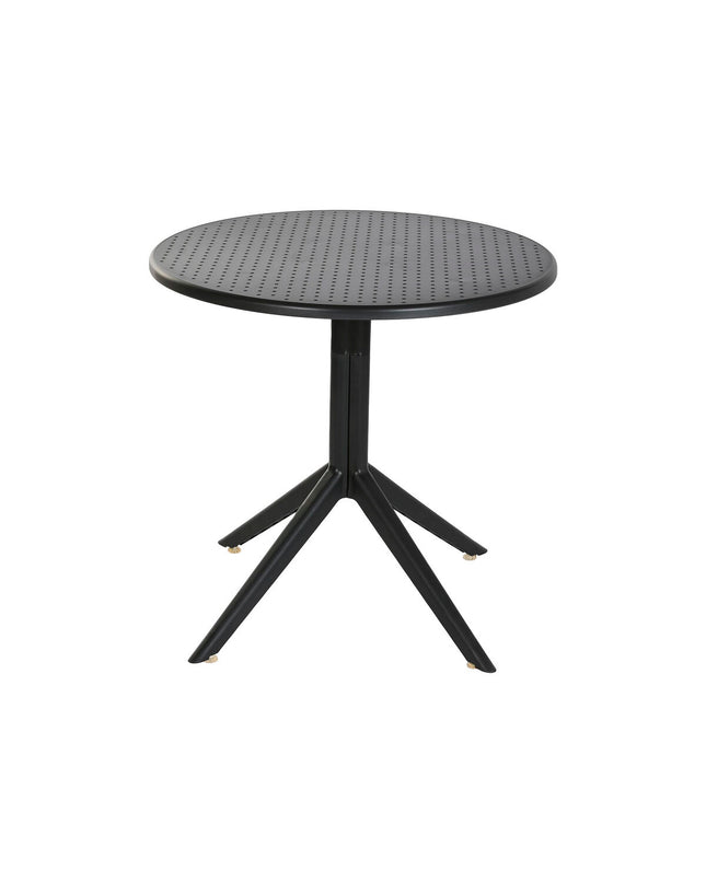 Black metal and polypropylene dining table by Home ESPRIT, 80x80x75 cm, modern design with a sleek tabletop and sturdy legs.