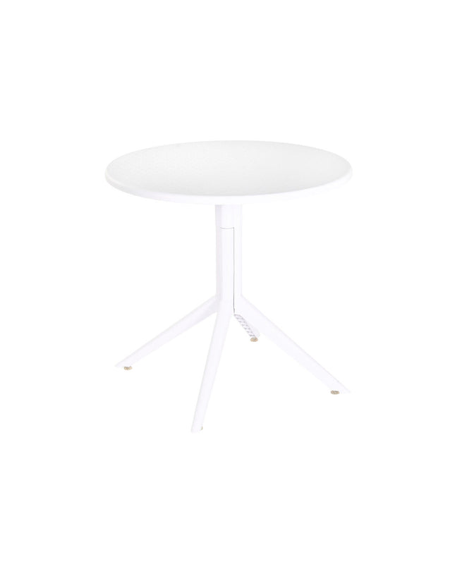 Home ESPRIT white dining table with metal legs and polypropyleen top, 80x80x75 cm, suitable for home and kitchen use.