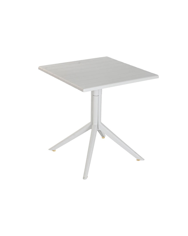 Home ESPRIT gray metal and polypropyleen dining table, 70x70x75 cm, modern kitchen and living room furniture.