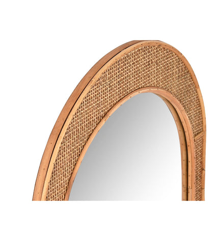 Home ESPRIT Wandspiegel Natuurlijk Scandi, 51.5x2x77 cm, round mirror with natural wood frame for modern home decor.