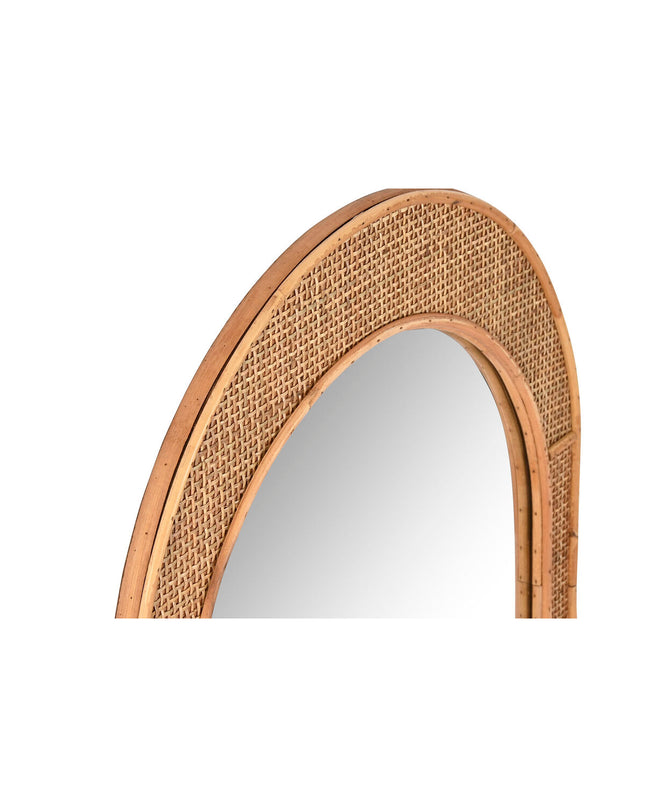 Home ESPRIT Wandspiegel Natuurlijk Scandi, 51.5x2x77 cm, round mirror with natural wood frame for modern home decor.