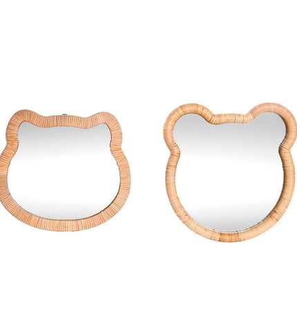 Pair of Home ESPRIT natural wood wall mirrors, 40x3x42 cm and 40x3x43 cm, with sleek minimalist frames for home decor.