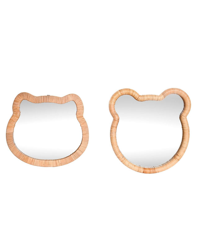Pair of Home ESPRIT natural wood wall mirrors, 40x3x42 cm and 40x3x43 cm, with sleek minimalist frames for home decor.