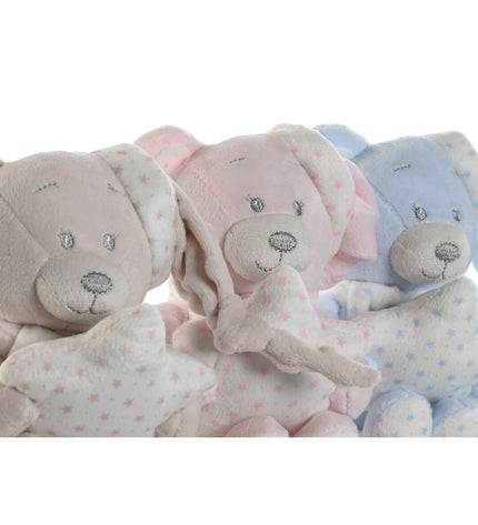 Set of three Home ESPRIT soft plush toys in blue, beige, and pink, measuring 20x10x15 cm, ideal for children.