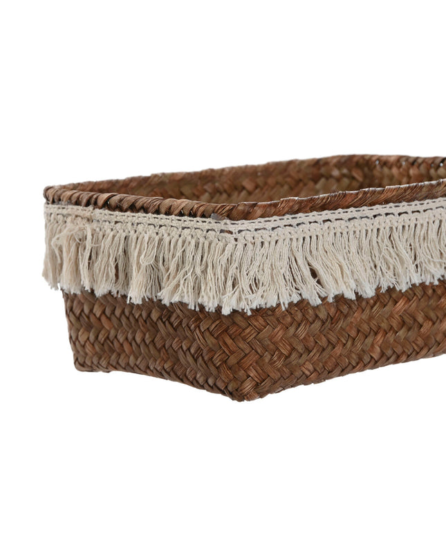 Home ESPRIT basket spelset for house and bath, natural fiber, boho style, worn look, 23x17x10 cm.