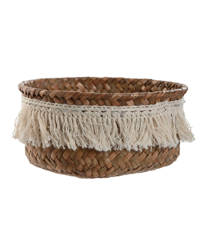 Home ESPRIT boho basket spelset in natuurlijke vezel, versleten look, suitable for home and bathroom, 16x16x6 cm.