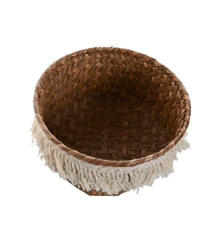 Home ESPRIT boho-style basket spelset for bathroom, natural fiber, distressed look, 16x16x6 cm, ideal for home and kitchen storage.
