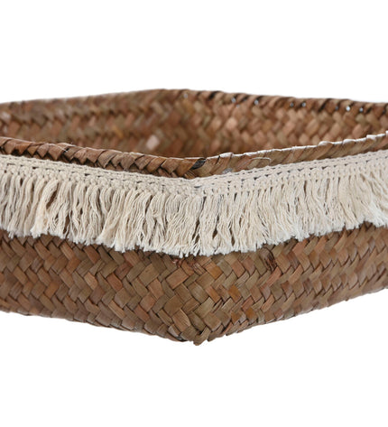 Home ESPRIT basket spelset for house and bath, natural fiber boho style with distressed finish, 26x26x10 cm.
