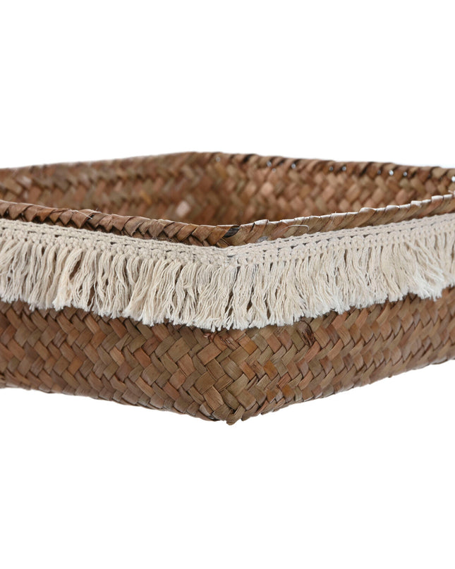 Home ESPRIT basket spelset for house and bath, natural fiber boho style with distressed finish, 26x26x10 cm.