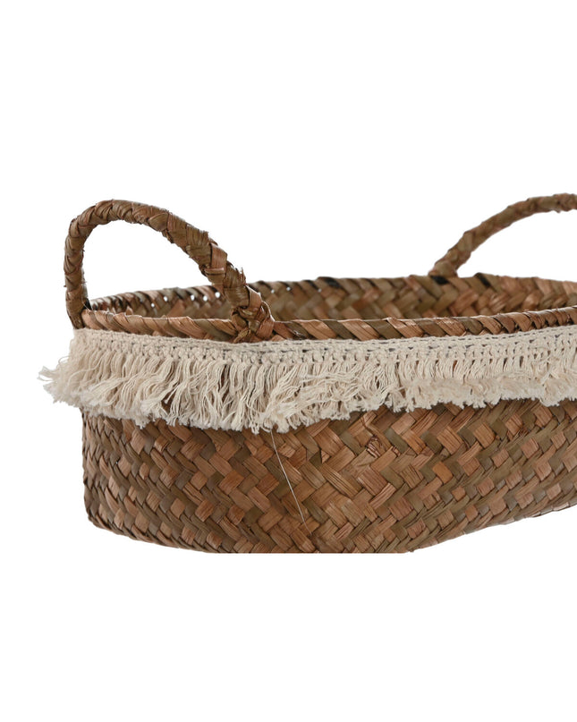 Home ESPRIT boho basket spelset for house and bath, natural fiber, distressed design, 33x25x15 cm, stylish storage and decor.