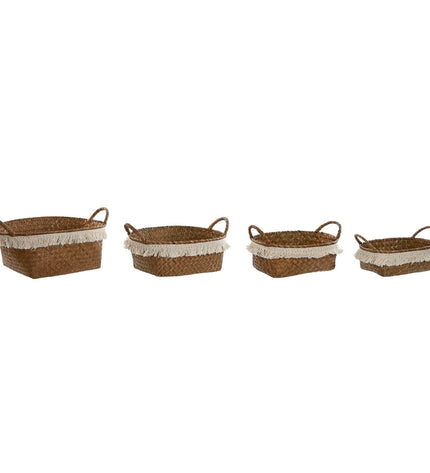 Home ESPRIT boho basket spelset with natural fibers, worn look, suitable for bathroom or home storage, measures 33x25x15 cm.
