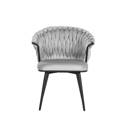 Home ESPRIT kitchen chair in black and gray polyester with metal legs, measuring 60 x 66 x 84 cm, modern dining furniture.