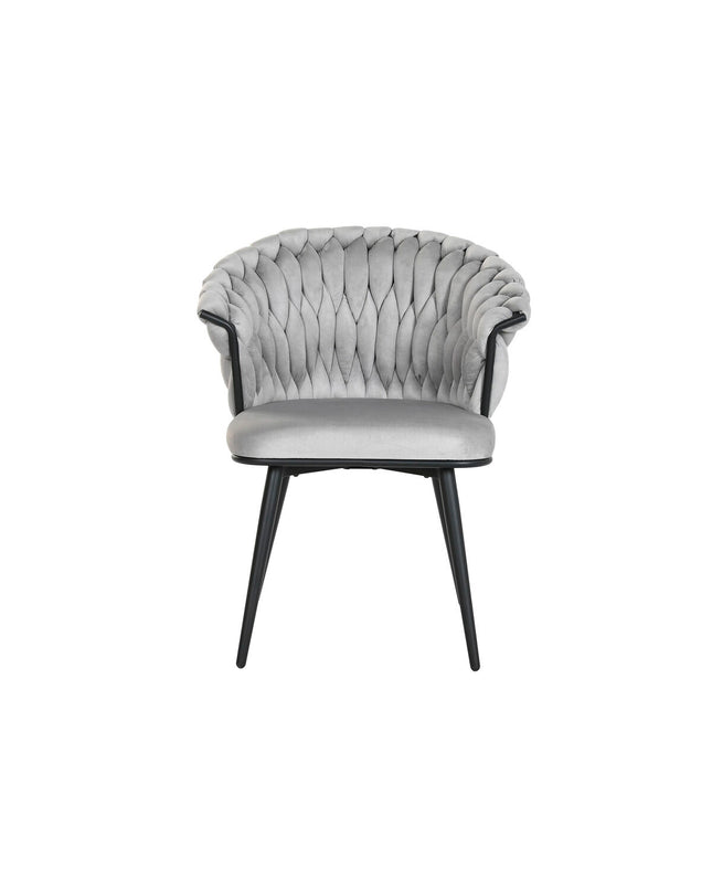 Home ESPRIT kitchen chair in black and gray polyester with metal legs, measuring 60 x 66 x 84 cm, modern dining furniture.