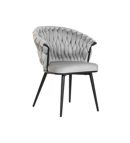 Home ESPRIT keukenstoel in zwart en grijs polyester met metalen frame, afmetingen circa 60x66x84 cm, huis en koken meubel.