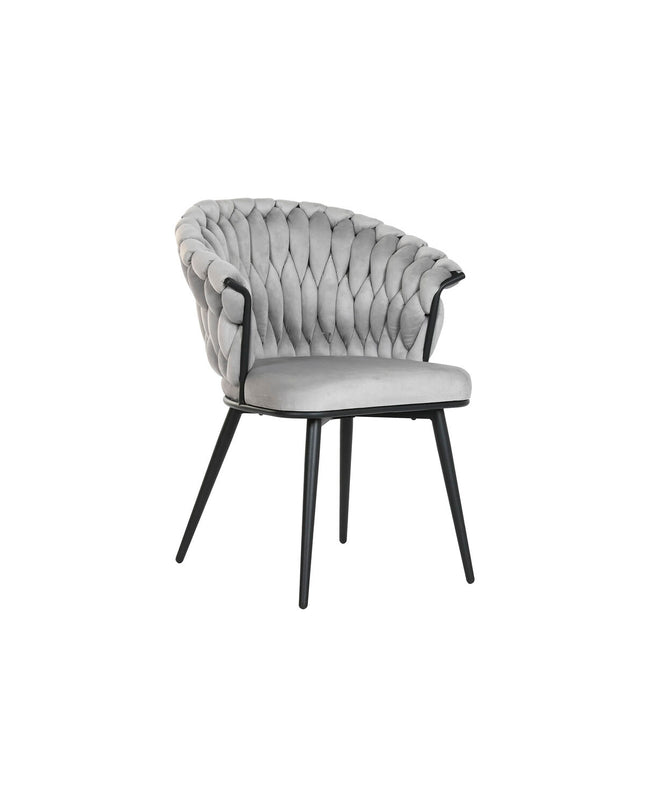 Home ESPRIT keukenstoel in zwart en grijs polyester met metalen frame, afmetingen circa 60x66x84 cm, huis en koken meubel.