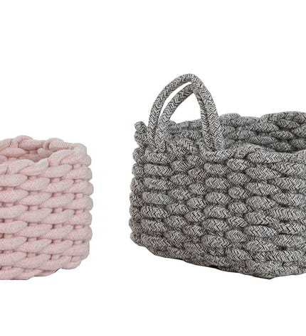 Home ESPRIT basket spelset for home and bath, woven touw material, measuring 32x25x15 cm, suitable for storage or decor.