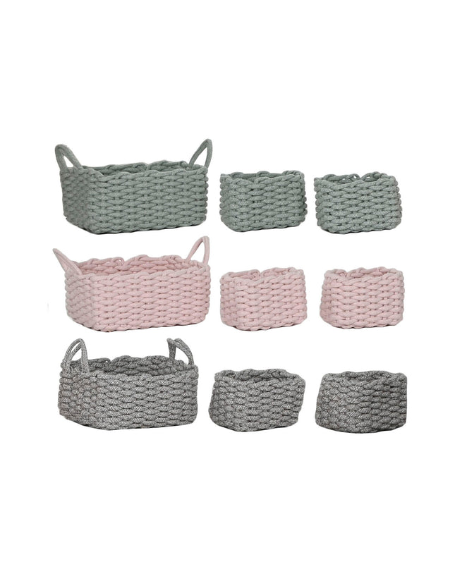 Home ESPRIT basket spelset for home, bathroom, or kitchen; woven straw with dimensions 32x25x15 cm.