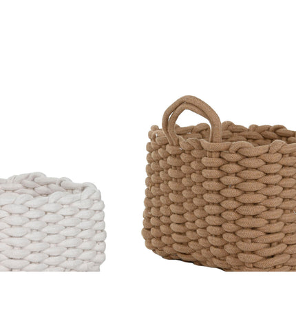 Home ESPRIT basket spelset for home and bath, 28x28x18 cm, made of woven touw, suitable for kitchen or bathroom storage.