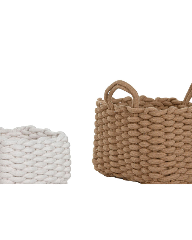 Home ESPRIT basket spelset for home and bath, 28x28x18 cm, made of woven touw, suitable for kitchen or bathroom storage.