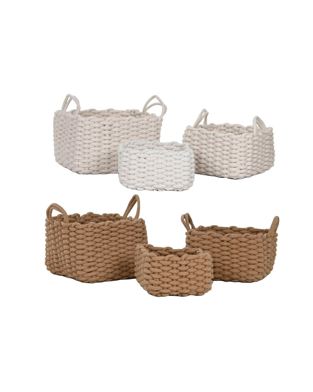 Home ESPRIT basket spelset for bathroom, woven in natural fibers, 28x28x18 cm, ideal for storage and organization.