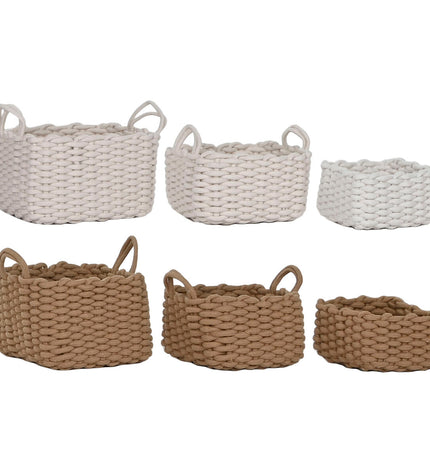 Home ESPRIT basket spelset for house and bath, woven Touw material, 28x28x18 cm, ideal for organizing bathroom or home essentials.