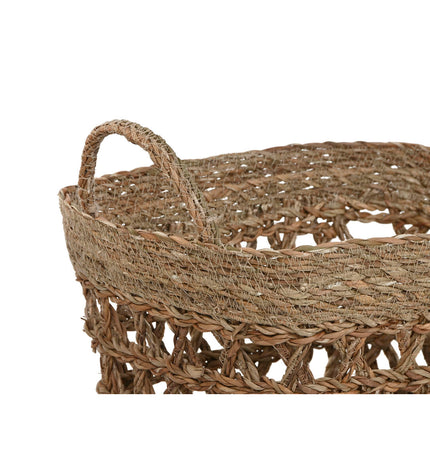 Home ESPRIT Zeegras tropical basket spelset for house and bath, measuring 45x35x35 cm, made of natural woven Zeegras material.