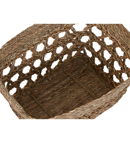 Home ESPRIT wicker basket spelset for bathroom, tropical Zeegras design, measuring 45x35x35 cm, with natural woven texture.