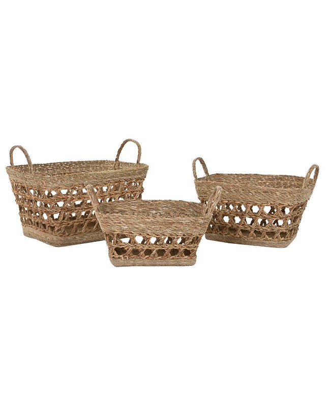 Home ESPRIT Zeegras basket spelset for home and bath, tropical design, 45x35x35 cm, made from natural Zeegras material