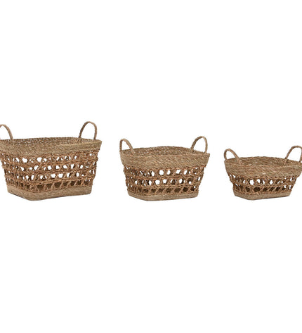 Home ESPRIT wicker basket spelset for home and kitchen, tropical style, 45x35x35 cm, suitable for bathroom or household use.