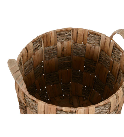 Set of four natural water hyacinth baskets by Home ESPRIT for home organization and storage, made of metal and water hyacinth.