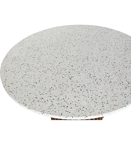 Home ESPRIT Acacia Terrazzo dining table with a 130x130 cm surface and wooden legs, showcasing a stylish and modern design.
