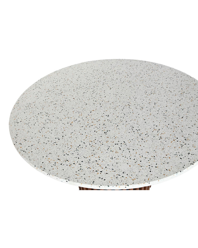 Home ESPRIT Acacia Terrazzo dining table with a 130x130 cm surface and wooden legs, showcasing a stylish and modern design.