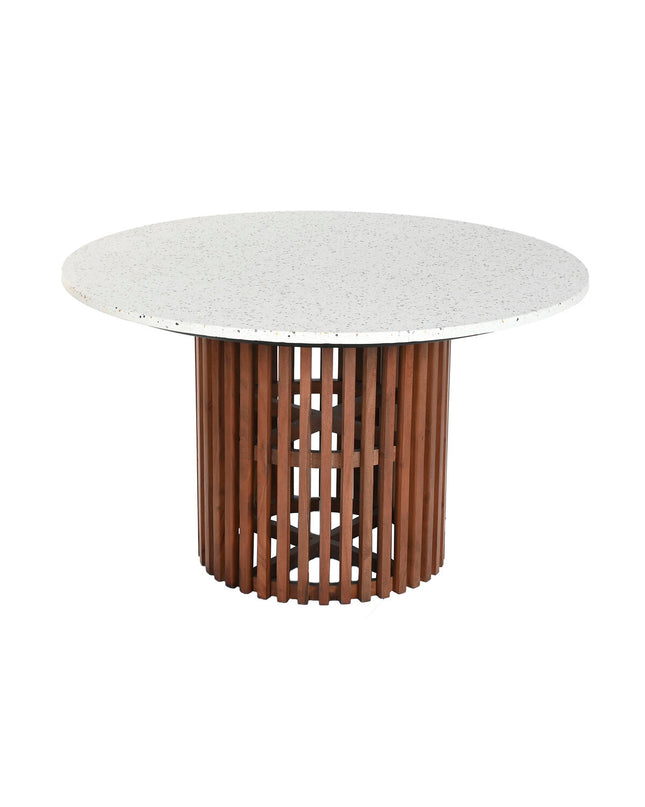 Home ESPRIT Eettafel with acacia wood and terrazzo surface, square dining table measuring 130x130x76 cm, modern kitchen furniture.