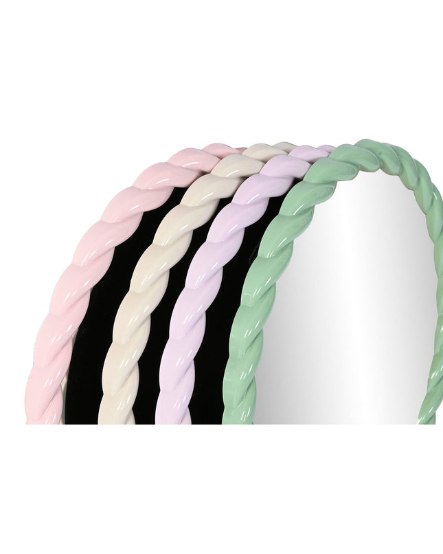 Set of four Home ESPRIT wall mirrors with green, pink, and purple frames, each measuring 44x3x44 cm, for home decor.