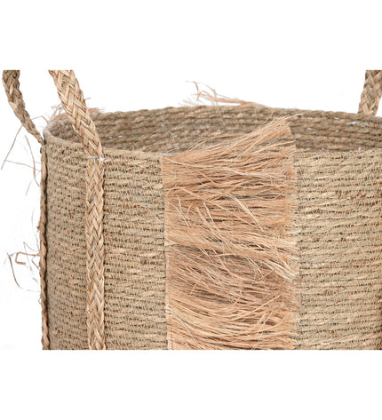 Home ESPRIT natural sea grass basket set with two storage containers for household organization and kitchen use.